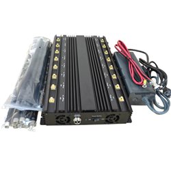 16 Antenna Full Bands Jammer,Blocking 130MHz to 2700MHz frequencies,total output power 38watt,Effective range up to 40 meters