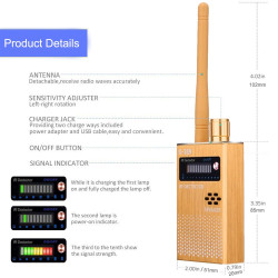G319 Anti Spy RF Detector GPS Signal Detector Detect RF Radio GSM 3G 4G 5G Spy WiFi Camera Audio Bug & Wireless Signals