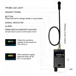Anti Spy Magnetic GPS Tracker Detector G618D Finder for GSM Signal Magnet Hidden Audio GPS Eavesdropping Bug