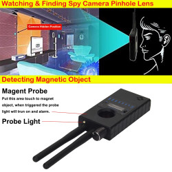 Spy Pinhole Camera Lens Finder, RF Signal Scanner Spy WiFi Camera, GSM Audio Bug, Cellphone Listening Device, GPS Tracker Finder