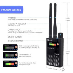 Anti Spy Wireless RF Signal Detector,Find Audio Bug GPS Tracker Hidden Spy Camera Listening Device Wireless Signal Finder