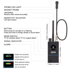G328B GPS Tracker Detector RF Signal Detector to Find Spy WiFi Device and Magnet GPS Tracker Under Car Tracker